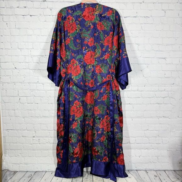 Vintage 90s Victoria's Secret Satin Sleep Dress Womens Small Purple Blue Floral - Picture 3 of 14